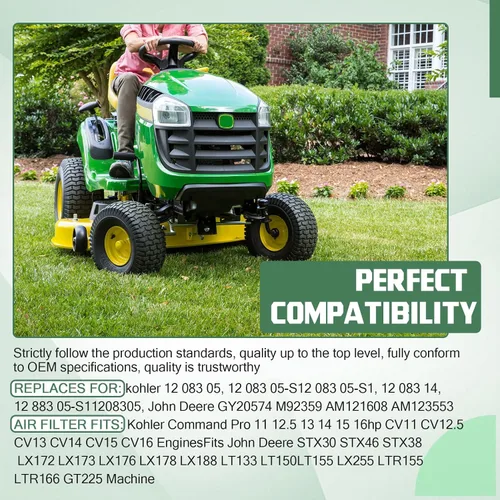 Miniatura 6 de 1208314 M92359 Filtro de aire para John Deere 1208305 GT225 LT155 AM123553 GY20574 AM121608 STX38 STX30 LX172 LT133 LT150 LX255 para Comando Kohler