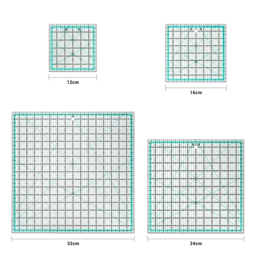 Miniatura 2 de MANUFORE 4 reglas cuadradas de acolchado (12.6 in/9.4 in/6.3 in/4.7 in) regla acrílica de costura regla métrica antideslizante, herramientas