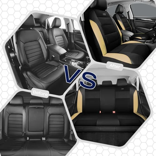 Miniatura 6 de Skechers Fundas para asientos con espuma viscoelástica y enfriamiento por aire, fundas para asientos de coche de piel premium con malla EVA