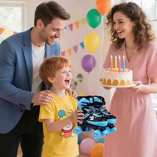 Miniatura 7 de Patines de Ruedas, Patines de Ruedas Ajustables de 4 Tallas para Niños, Ruedas con Luces y Adorables Diseños de Dibujos Animados, Múltiples Capas