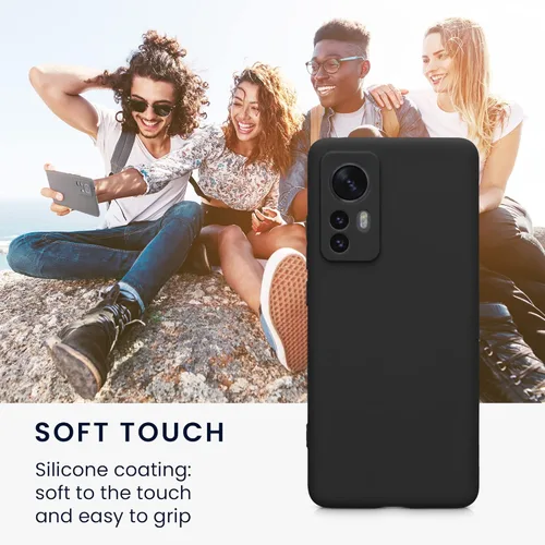 Miniatura 5 de kwmobile Funda compatible con Xiaomi 12/12X - Funda protectora delgada de TPU para teléfono - Acabado mate suave - Negro mate