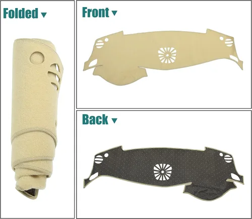 Miniatura 8 de X AUTOHAUX Cubierta de tablero de coche de poliéster beige antideslizante alfombra protectora alfombra a prueba de sol para Nissan Altima 2013-2018