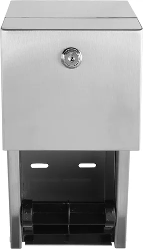 Miniatura 2 de Dispensador de papel higiénico comercial, soporte de doble rollo de acero inoxidable 304, dispensador de pañuelos de montaje en pared con cerradura