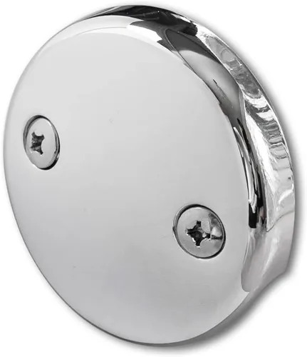 Placa de Desborde de Desagüe de Bañera de Doble Orificio con Dos Tornillos a Juego, Fácil de Instalar, Cromado Plateado Cromo chapado