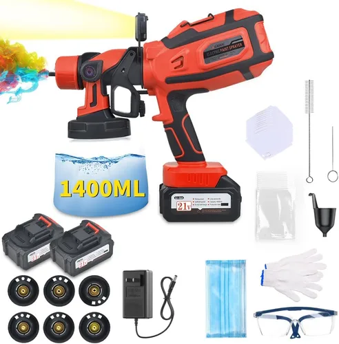 Miniatura 9 de Pulverizador de Pintura Inalámbrico con Baterías Makita 2 * 4AH, 6 Boquillas y 3 Patrones de Pulverización y 10 Bolsas de Pintura y 1 Luz Nocturna
