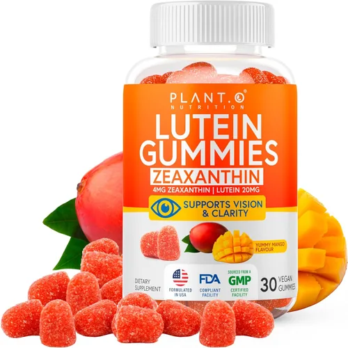 Gomitas de luteína y zeaxantina – Deliciosas vitaminas veganas para la salud ocular clínicamente estudiadas de 20 mg de luteína y zeaxantina para