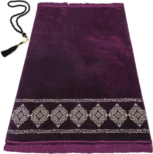 Miniatura 11 de Modefa Alfombra de oración islámica turca, grande y ancha, de terciopelo suave, Janamaz, cómoda alfombra de oración musulmana para hombres