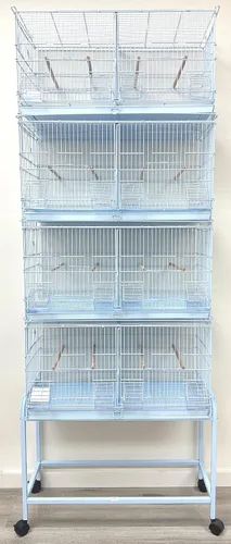 Miniatura 11 de Gran lote de jaula de vuelo para pájaros, sin óxido, galvanizada, chapada en zinc, apilable, con divisor central removible y puertas para nido