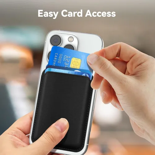 Miniatura 6 de Tarjetero magnético más fuerte de piel RFID para iPhone 16 Series, accesorios Mag-Safe para iPhone 17/16/15/14/13/12 y Pro/Promax, negro