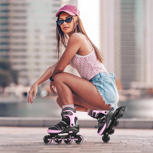 Miniatura 5 de 2PM SPORTS Patines en línea ajustables para niños de 4 a 12 años, patines en línea juveniles para niñas y niños de 5 a 8 a 12 años con ruedas de luz