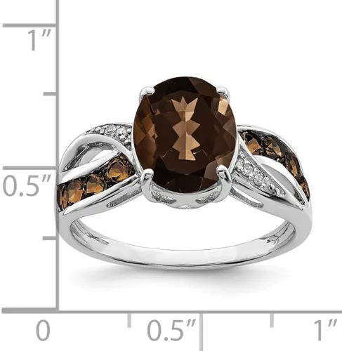 Miniatura 6 de IceCarats 925 Sterling Silver Diamond Gemstone Ring