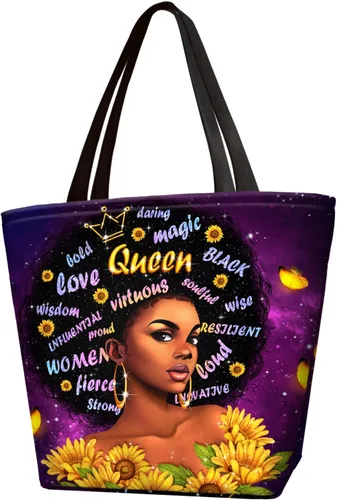 IAGM Bolsos de mano para mujer, bolso de hombro para mujer afroamericana, bolso de mano mágico con asa superior