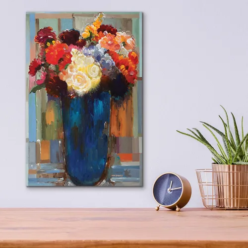 Miniatura 8 de Epic Art 'Flores en un jarrón azul' por Hooshang Khorasani, arte de pared de vidrio acrílico, 12 x 16 pulgadas