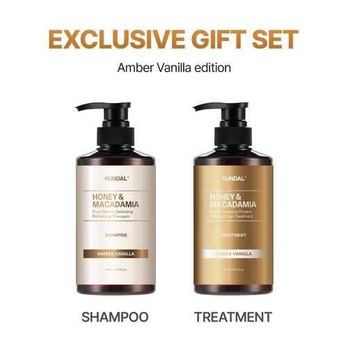 Miniatura 2 de KUNDAL Honey & Macadamia - Juego de regalo de champú y acondicionador coreano para el cuidado del cabello, edición limitada, vainilla ámbar, 10.14