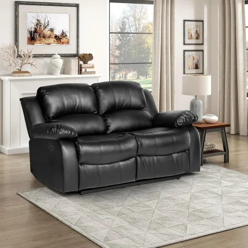 Miniatura 9 de Lexicon Baluze - Sofá reclinable doble de piel sintética suave, lengüeta de extracción manual, soporte de pared, espuma de alta densidad, marco