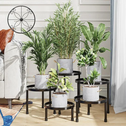 Simple Trending Soporte de metal para plantas de interior y exterior, soporte resistente para macetas de flores, de hierro antioxidante, soporte