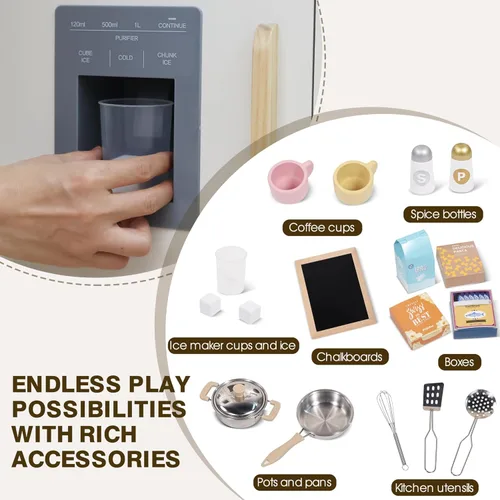 Miniatura 4 de Pithfor Juego de Cocina de Madera para Niños Pequeños, Juego de Cocina de Simulación para Niñas y Niños, con Accesorios de Cocina