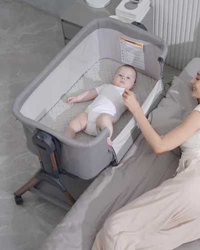 Miniatura 9 de Cuna para bebé - Cuna para dormir al lado de la cama, Cunas al lado de la cama 3-en-1 para bebé, Cuna con movimiento, con colchón cómodo, ruedas