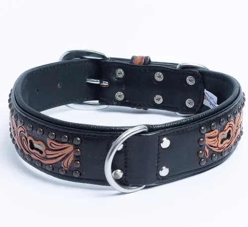 Miniatura 8 de Angel Pet Supplies - Collar de cuero genuino para perro San Antonio, perfecto para perros medianos, grandes y XL, hebilla de acero inoxidable, cuero