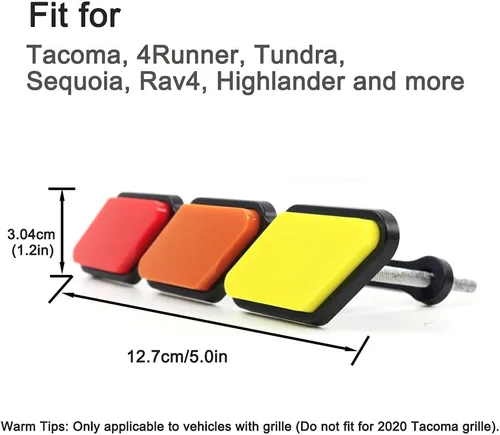 Miniatura 2 de 1 juego de molduras de rejilla tricolor, emblemas de rejilla tricolor de acrílico HUAPX compatibles con Toyota Tacoma 4Runner Tundra Sequoia Rav4