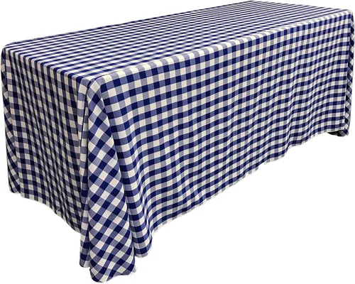 Miniatura 27 de LA Linen Mantel rectangular de poliéster Gingham a cuadros 60 por 84 pulgadas, blanco y verde oscuro