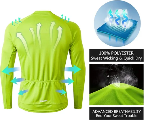 Miniatura 3 de INBIKE Men's Cycling Jerseys Moisture Wicking Short Sleeve Quick Dry Bike Jersey Long Sleeve Running Tops Breathable