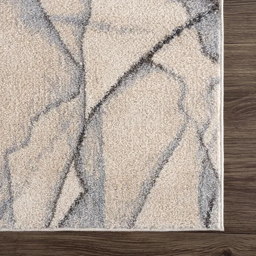 Miniatura 6 de Abani Alfombra contemporánea en capas gris y beige para comedor, de alta calidad, no desprende pelusa, 4 x 6 pies, diseño moderno