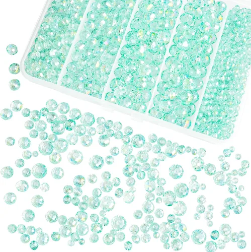 Miniatura 34 de 800 cuentas redondas de cristal de 0.236/0.396/0.394 pulgadas para joyas de bricolaje, ideales para pulseras, collares, colgantes y proyectos