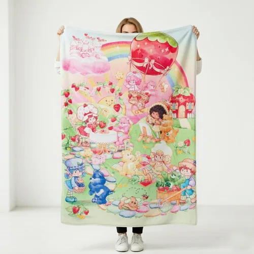 Miniatura 5 de Silver Buffalo Care Bears and Strawberry Shortcake - Manta de forro polar de 45 x 60 pulgadas, manta suave y acogedora, 250 GSM
