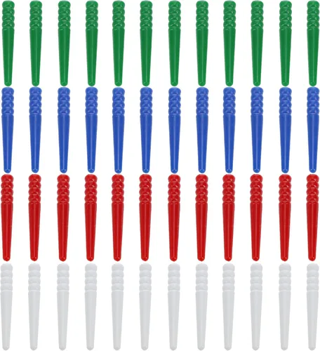 WE Games 48 clavijas de plástico estándar con un diseño cónico en 4 colores: rojo, blanco, azul y verde Rojo/Blanco/Azul/Verde