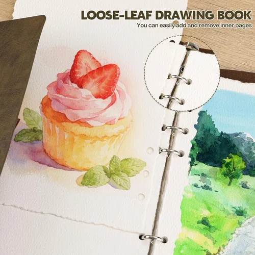 Miniatura 3 de Cuaderno de bocetos de acuarela vintage, 140 lb/300 GSM, papel de acuarela de prensa en frío, papel de acuarela para pintura, dibujo, medios mixtos