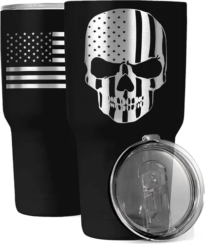 Miniatura 25 de Gadsden Flag Don't Tread on Me - Vaso patriótico de 30 onzas, taza de viaje con la bandera estadounidense, taza de café patriótica, doble