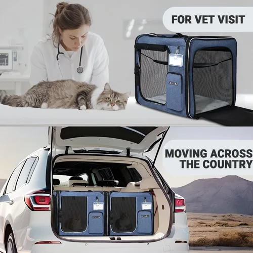 Miniatura 8 de Petskd Transportador de viaje doble para gatos 2 en 1 con caja de arena, 38 x 17 x 18 pulgadas, transportador portátil doble extra grande