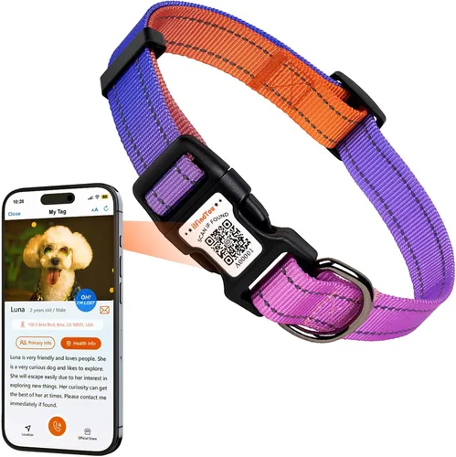 Miniatura 12 de Collar Reflectante para Perro, Collares Personalizados para Perro con Hebilla de Código QR, Collar de Nailon Suave para Mascotas Ajustable para Camo