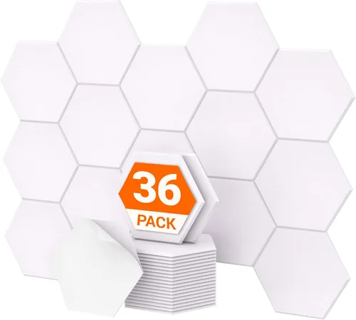 Miniatura 22 de TONOR - Paquete de 18 paneles acústicos hexagonales de alta densidad, paneles de pared insonorizados de 12 x 10 x 0.4 pulgadas, paneles absorbentes