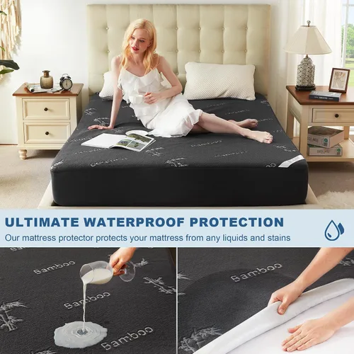 Miniatura 2 de BEDLORE Protector de Colchón Impermeable Tamaño Twin de Viscosa Derivada de Bambú, Funda de Colchón Suave Ajustable con Bolsillo Profundo de 6"-15