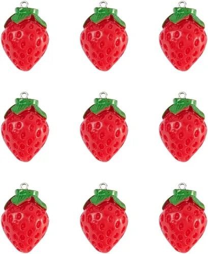 Miniatura 13 de Cheriswelry 10 dijes de fruta naranja, de resina, coral, lindos colgantes, adornos colgantes con lazo de hierro de 0.99 a 0.98 pulgadas, decoración