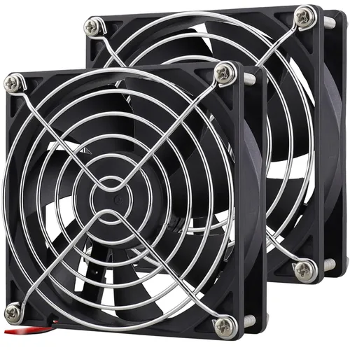 Miniatura 10 de GDSTIME Paquete de 2 rodamientos de bolas dobles de 2.362 in x 2.362 in x 0.984 in, 12 V, ventilador de enfriamiento sin escobillas de CC de 2 pines