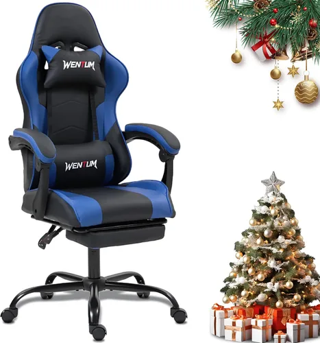 Miniatura 18 de Silla de videojuegos de piel sintética para masaje, silla de videojuegos para PC con soporte lumbar para hombres y mujeres, oficina en casa, altura