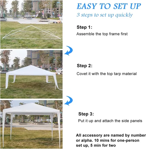 Miniatura 2 de Tienda de campaña instantánea de 10 x 10 pies para fiestas, carpa para exteriores, refugio impermeable y portátil con tela de polietileno, tubos