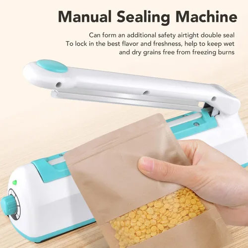 Miniatura 4 de Sellador térmico de impulso manual con tecnología de doble sellado, máquina de sellado de bolsas de 300 W para embalaje industrial y minorista