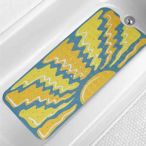 Miniatura 12 de Tapete de baño turquesa antideslizante de 40 x 16 pulgadas, extra largo, antideslizante, para bañera, tapete moderno de arte abstracto, tapete