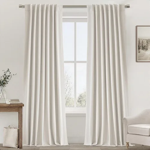 Miniatura 38 de UHITECH - Cortinas opacas beige para sala de estar, cortinas cortas de 35 pulgadas para habitación, cortinas negras para ventanas pequeñas, paneles