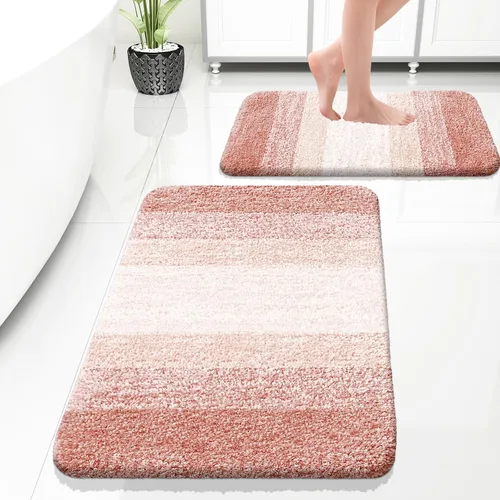 Miniatura 81 de OLANLY Juego de 2 alfombras de baño de microfibra suave y absorbente, antideslizantes, se pueden lavar y secar a máquina, alfombras de baño peludas