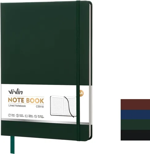 Miniatura 7 de ViVin Cuaderno A4 con rayas universitarias para el trabajo, diario de tapa dura de cuero de 8.5 x 11 pulgadas, 192 páginas, cuaderno rayado