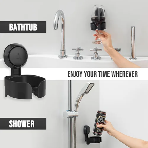 Miniatura 6 de TAILI Soporte de copa de vino con ventosa para ducha, soporte de taza de baño extraíble montado en la pared para cerveza, vino, bebidas, disfrutar