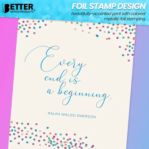 Miniatura 5 de Better Office Products Tarjeta de despedida con sobre, elegante diseño de lámina metálica, tarjeta Will Miss You, tarjeta de jubilación de compañero