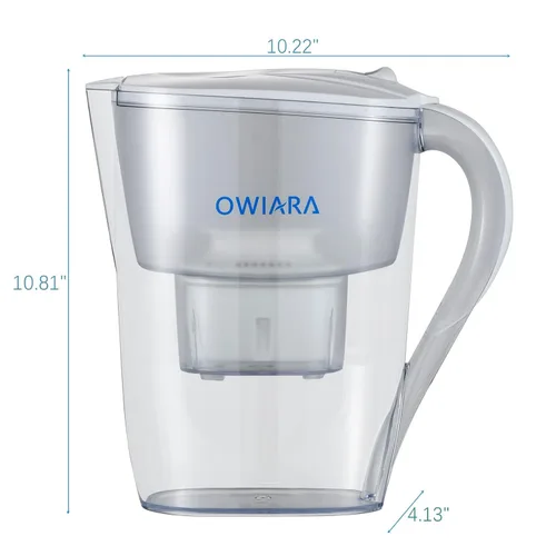 Miniatura 7 de Jarras de filtro de agua para agua potable con filtro de carbón activado, jarra de agua con filtro de 10 tazas de 150 galones, sin BPA y elimina