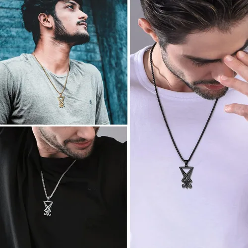 Miniatura 54 de PROSTEEL Satanic Jewelry Upside Down Cross Necklace for Men Women, 316L Stainless Steel/925 Sterling Silver Inverted Cross/Leviathan Cross Pendant