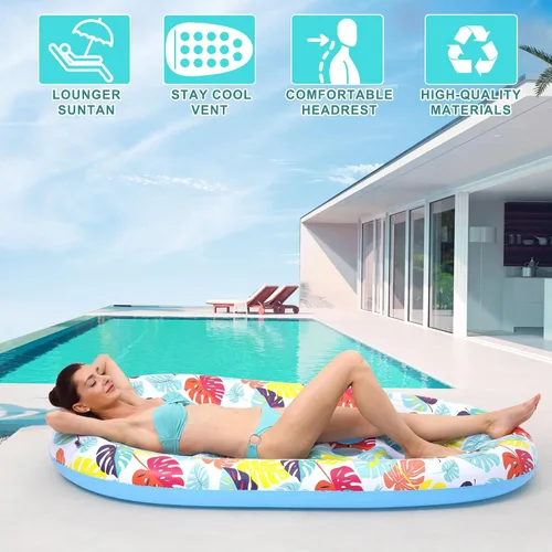 Miniatura 5 de Paquete de 2 flotadores de piscina, flotadores de piscina para adultos, resistentes, balsas de piscina, hamaca de agua, bronceado, juguetes